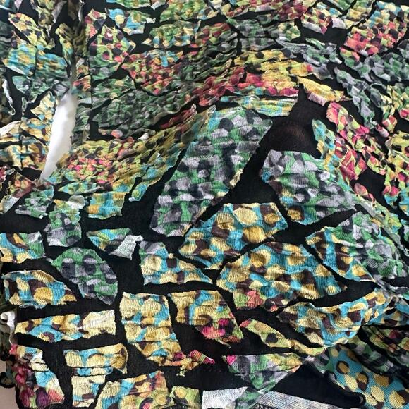 SNO SKINS Top S Multicolored Sheer Long Sleeve USA Made Boho Funky Wearable Art - Picture 5 of 8